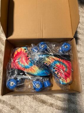 NIB RollerDerby Elite Unisex Adjustable Roller Skates, Burst, 10 in - Size 6W 7M